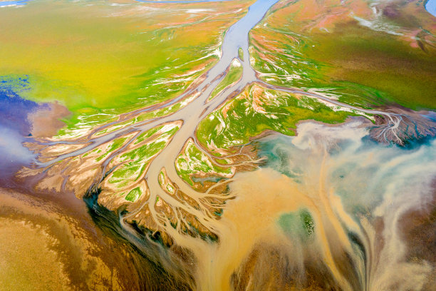 中国最大的淡水湖，鄱阳湖冬景，枯河无人机景图片下载