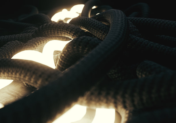 编织电缆和发光的霓虹灯图片下载