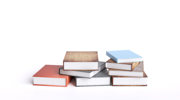 书架的书装饰与老式精装书孤立的日记背景。图片下载