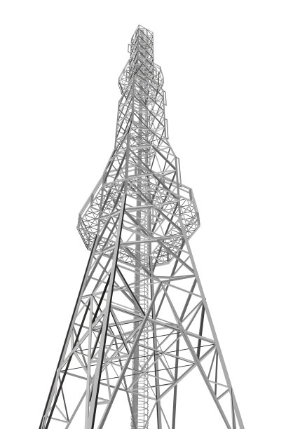 白色背景上孤立的高通信塔的多边形模型。底部视图。3 d。矢量插图。图片下载