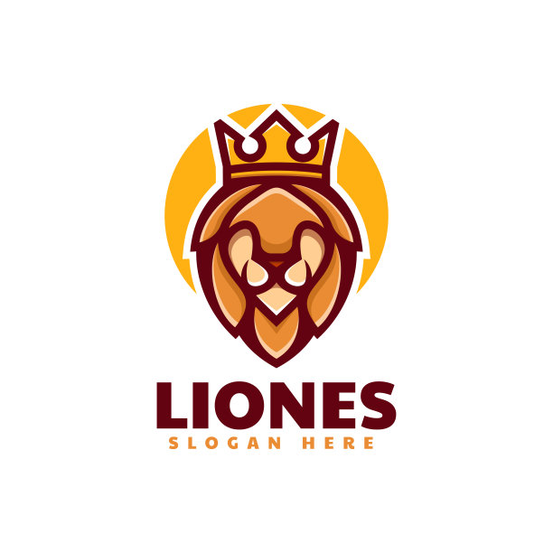 矢量插图狮子简单吉祥物风格图片下载