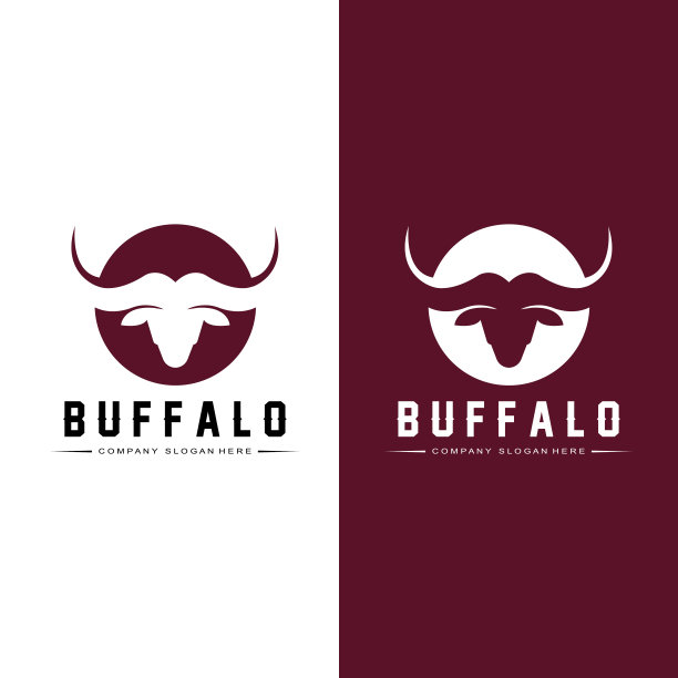 野牛公牛水牛标志矢量图标，农场动物复古标志设计图片下载