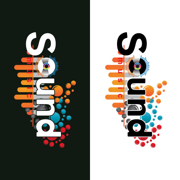 音乐声波标志图标矢量，扬声器和耳机图片下载