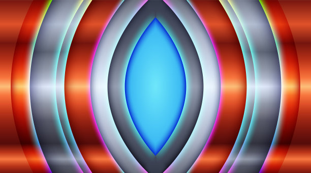 发光的橙色和蓝色激光线抽象的高科技横幅。矢量霓虹元素与流体梯度黑暗几何未来主义组成。适合海报，社交媒体模板，封面，年度报告，业务报告图片下载