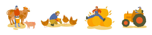 乡村生活场景创意收藏。可编辑的矢量图图片下载