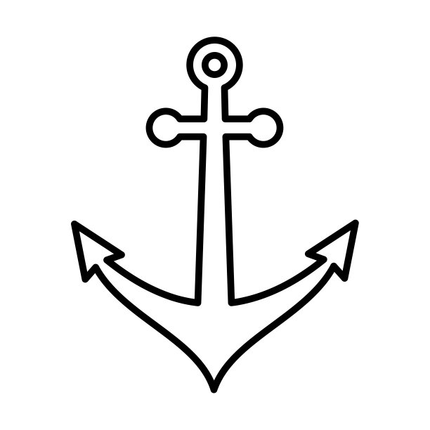 锚图标矢量标志模板，航海锚图标图片下载