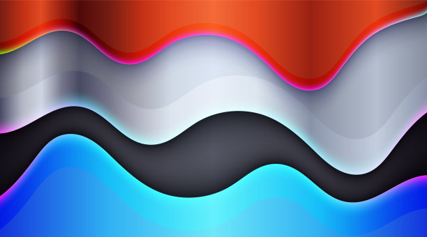 发光的橙色和蓝色激光线抽象的高科技横幅。矢量霓虹元素与流体梯度黑暗几何未来主义组成。适合海报，社交媒体模板，封面，年度报告，业务报告图片下载