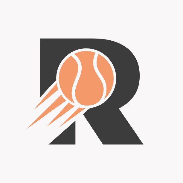 首字母R网球标志概念与移动网球图标。网球运动标识符号向量模板图片下载