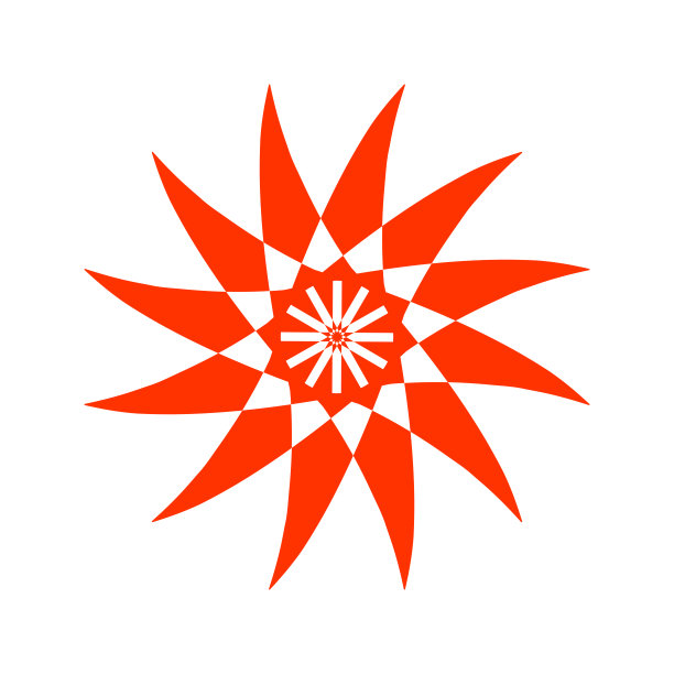 抽象圆形旋转太阳图标。红色的设计元素。图片下载