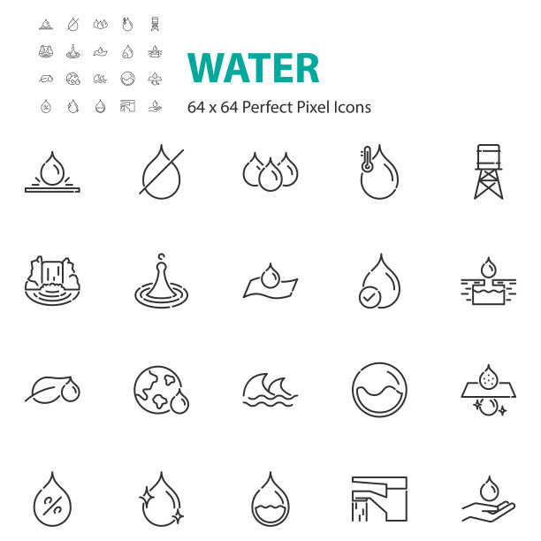 一套水的图标，自然，元素图片下载