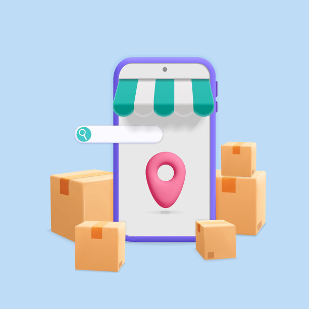 智能手机横幅设计上的3d矢量在线投递服务图片下载