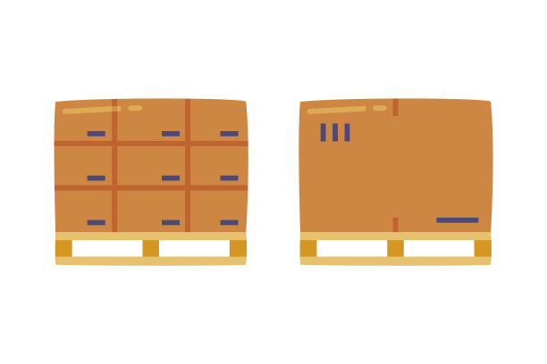 纸板箱放在木托盘上放平图片下载