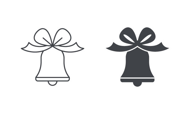 带蝴蝶结图标的铃铛图片下载