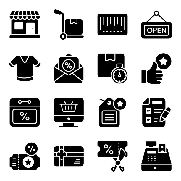 黑色星期五的图标集，购物商业市场商店商店，图片下载