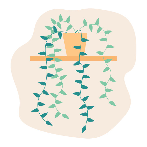 矢量插图。架子上花盆里的一朵花。藤本植物图片下载