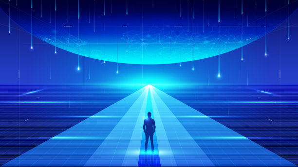 商人引领地球与落光未来技术概念说明图片下载