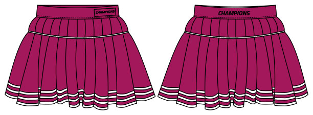 女性啦啦队员百褶裙制服球衣设计平面素描时尚插画的女孩和女士，网球裙概念与前后视图的跑步和跟踪积极穿。图片下载