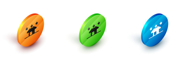 等距房屋图标孤立在白色背景图片下载