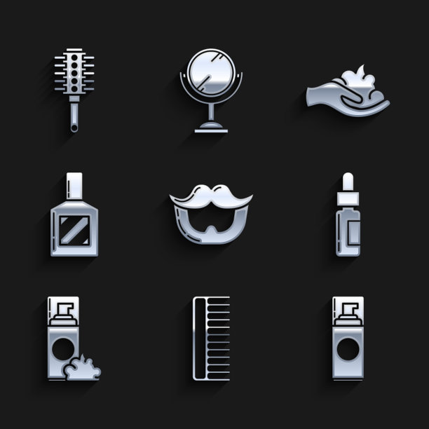 设置胡子和胡子刷剃须胶图片下载
