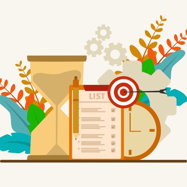 截止日期概念，工作或项目时间，工作压力，截止日期插图与清单图标和时钟作为截止日期指示器，公司平面矢量模板和背景图片下载