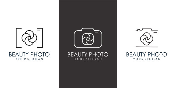 相机花图标集标志设计。摄影象征现代，而又简单。矢量图图片下载