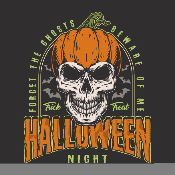 万圣节夜复古彩色传单图片下载