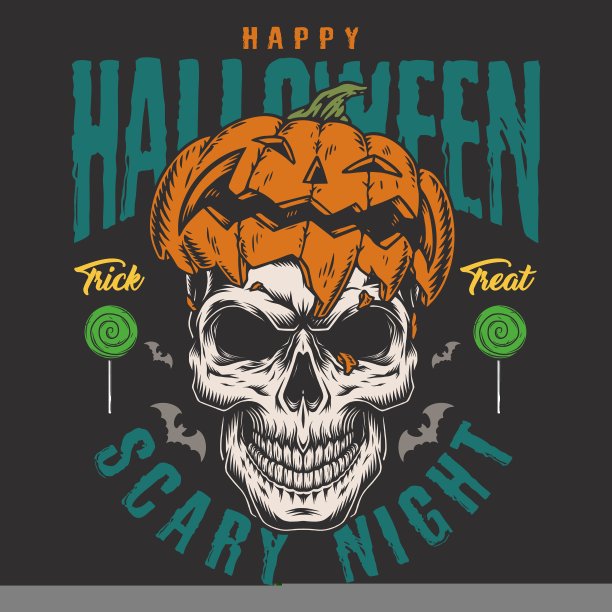 万圣节快乐传单复古多彩图片下载