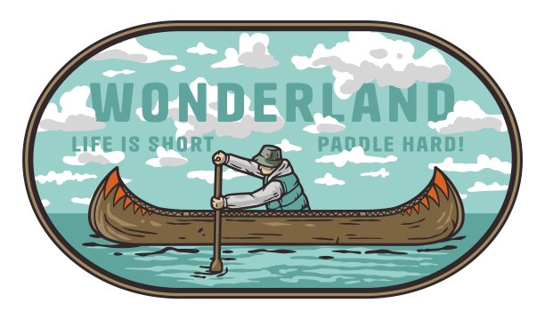 皮划艇运动的海报。划着皮艇在河上漂流图片下载