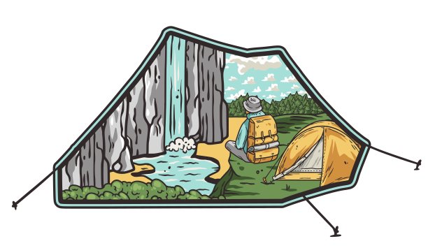 冒险打印。野生动物和户外露营图片下载