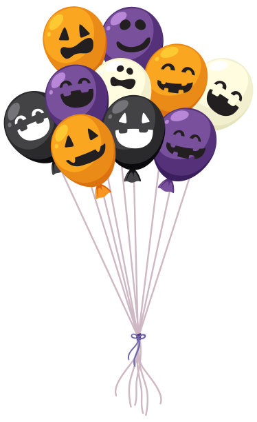白色背景的万圣节派对气球图片下载