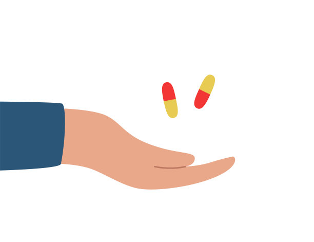 手用药丸胶囊或维生素，矢量图示。治疗理念，健康生活方式。图片下载