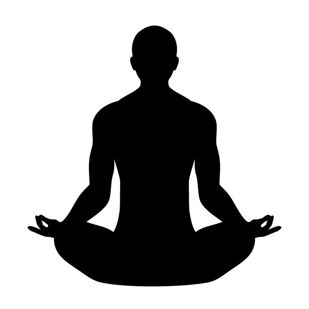 冥想男子剪影莲花姿势，矢量图标图片下载
