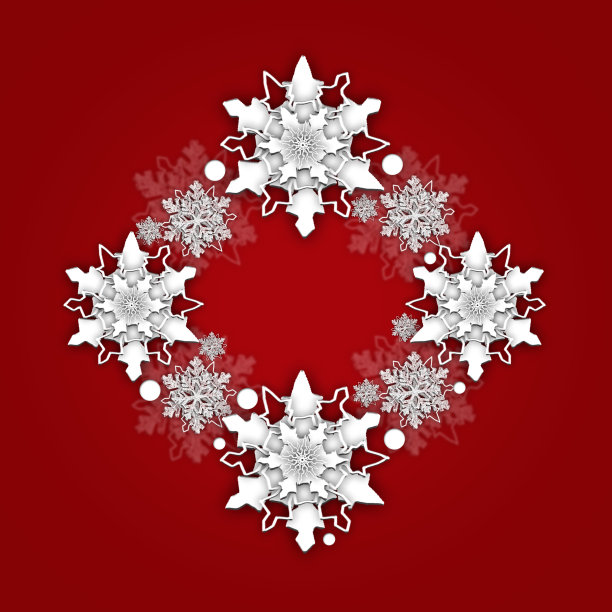 圣诞新年贺卡与闪闪发光的银色纹理雪花在红色的背景。季节性节日背景图片下载