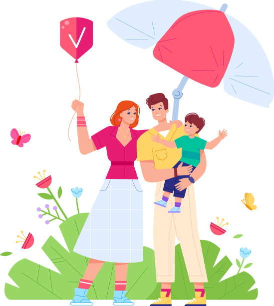 家庭在伞下安全感觉父母和图片下载