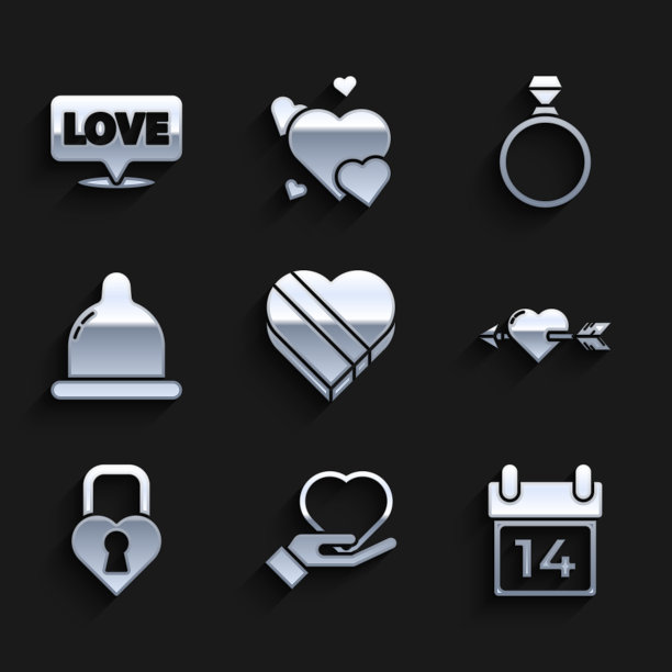 把糖果放在心形的盒子里图片下载