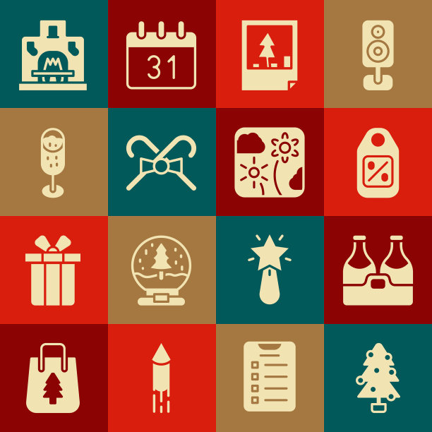 设置圣诞树香槟瓶价格标签图片下载