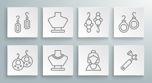 设置线耳环项链上的模特图片下载