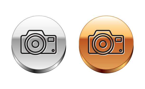 黑线照片相机图标隔离在白色图片下载