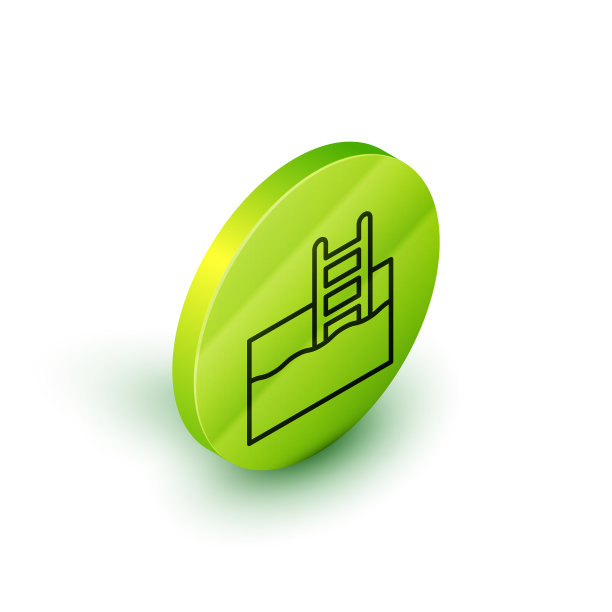 等距线游泳池与梯子图标图片下载