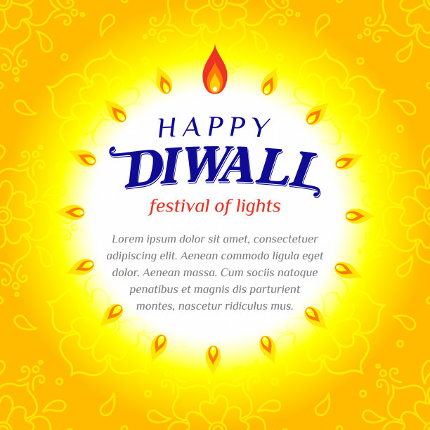排灯节的节日旗帜，印度的灯节。复制空间，文本的位置图片下载