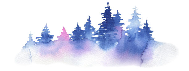 水彩经典插图冬季森林图片下载