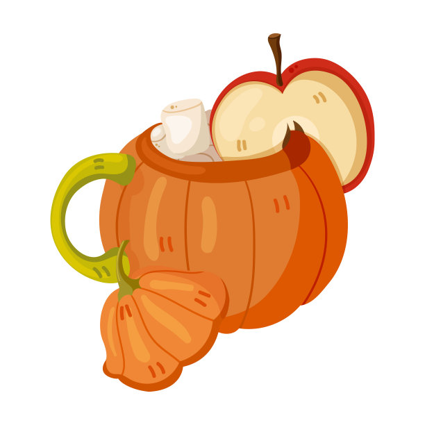 矢量剪贴画与美味的南瓜饮料。南瓜喝插图。图片下载