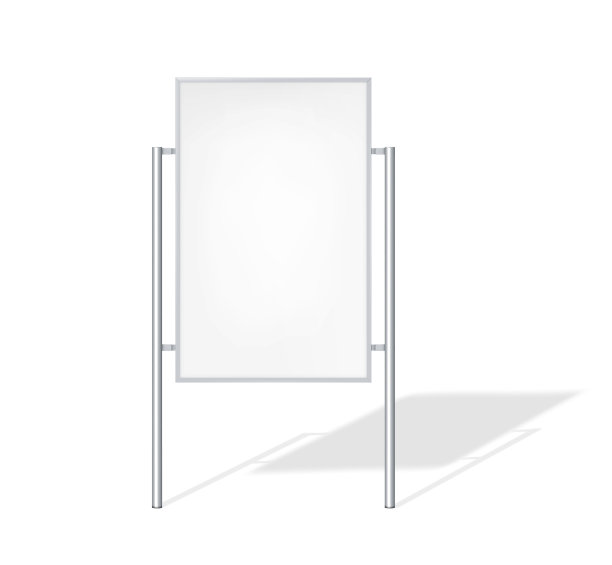 户外标志矢量模型。空白的白色广告牌模型。空荡荡的街道广告横幅。模板设计图片下载