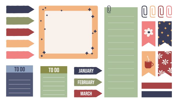 可爱的纸笔记和可打印。要做列表模板。图片下载