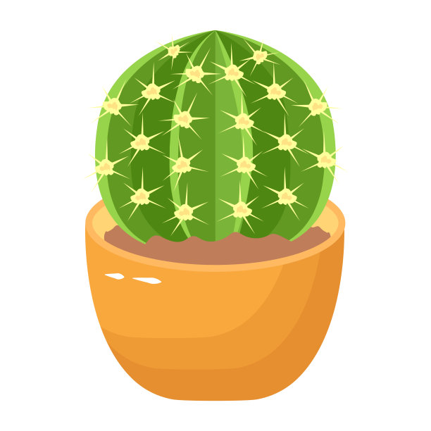 仙人掌植物平面插画，可编辑设计图片下载