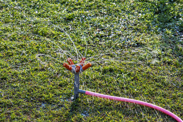在后院工作的灌溉洒水系统图片下载