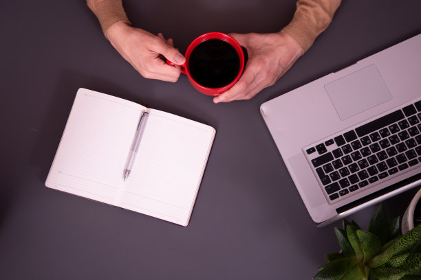 一个年轻迷人的学生正在笔记本电脑上工作。图片下载