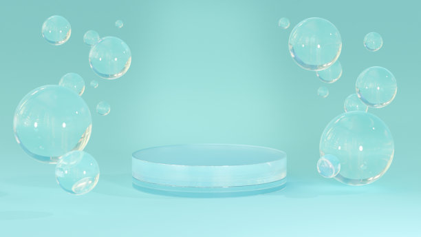 玻璃讲台立在绿色的背景上图片下载