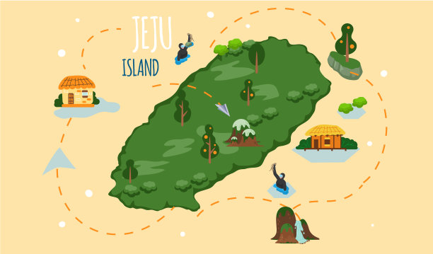 欢迎来到韩国济州岛，这里是传统的地标、象征。拥有传统景点的韩国土地图片下载