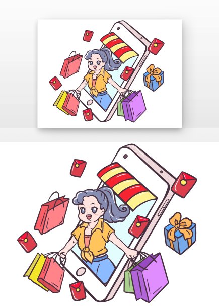 手机购物网购女孩图片下载